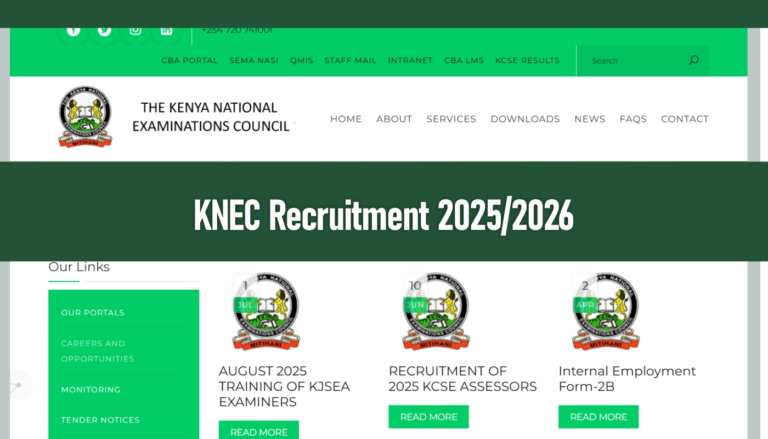 KNEC Recruitment 2025/2026 Jobs Application Form Portal