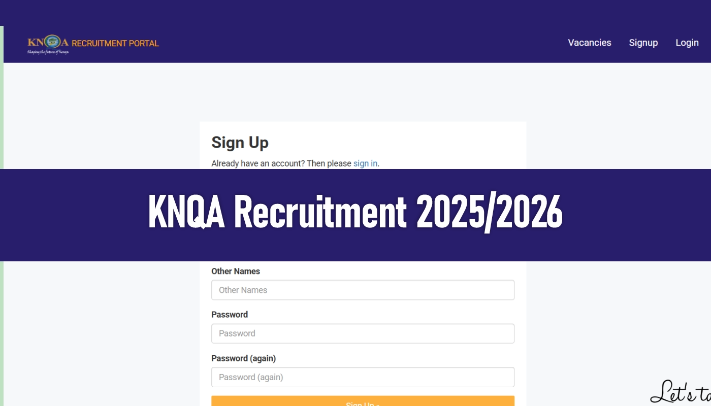 KNQA Recruitment 2025/2026 Jobs Application Form Portal