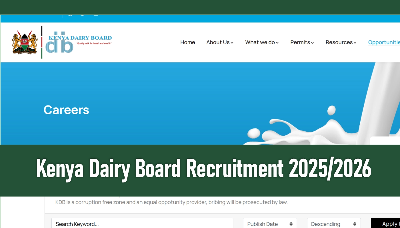 Kenya Dairy Board Jobs 2025/2026 Recruitment Application Portal