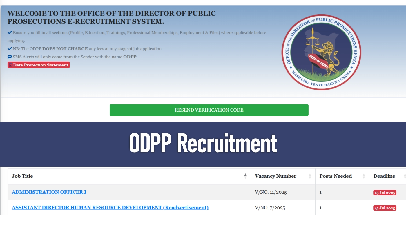 ODPP Recruitment 2025/2026 Application Form, Career Portal
