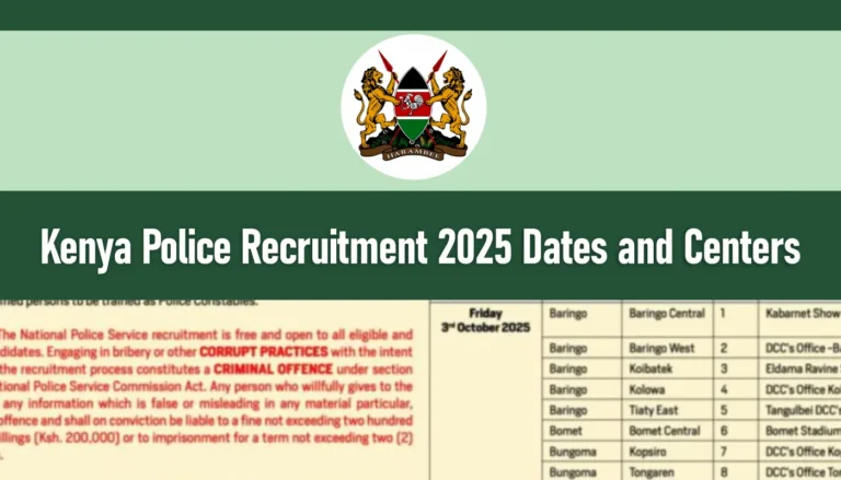 Kenya Police Recruitment 2025 Dates and Centres PDF Download