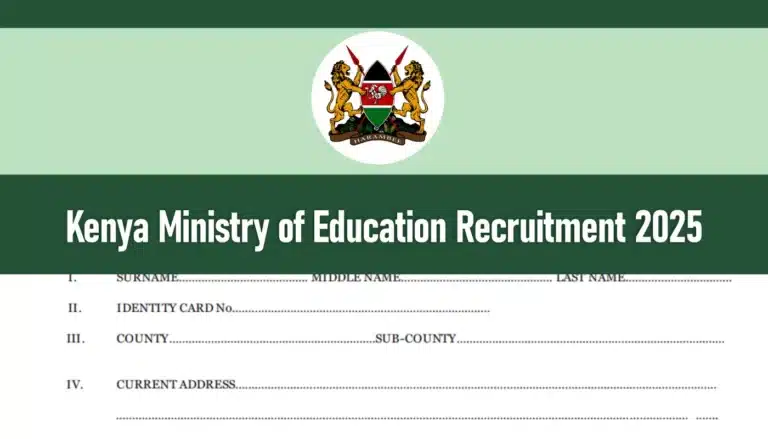 Ministry of Education Recruitment 2025/2026 Jobs Application Form Portal
