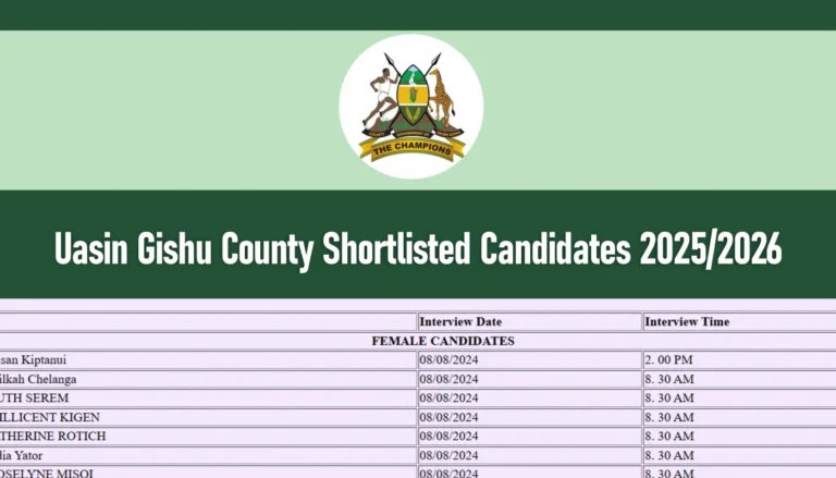 Uasin Gishu County Shortlisted Candidates 2025 PDF Download