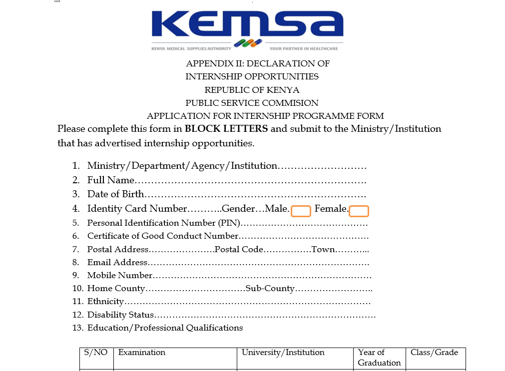 Is KEMSA Internship 2025 Application Form Out?