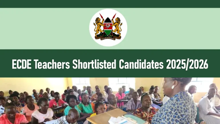 Kenya ECDE Teachers Shortlisted Candidates 2025/2026 PDF Download